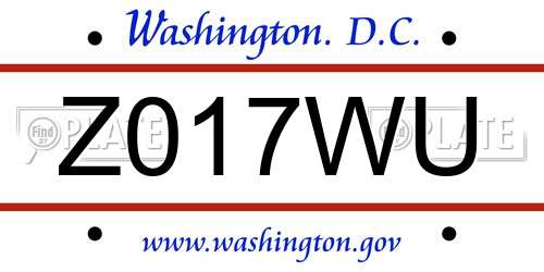 Z017WU District Of Columbia License Plate
