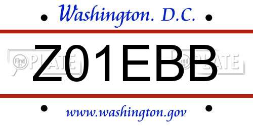 Z01EBB District Of Columbia License Plate