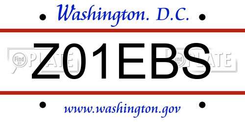 Z01EBS District Of Columbia License Plate