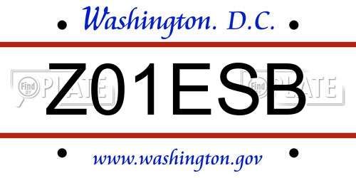 Z01ESB District Of Columbia License Plate