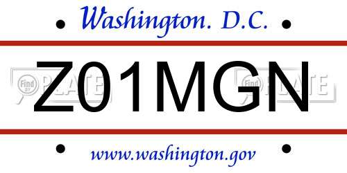 Z01MGN District Of Columbia License Plate