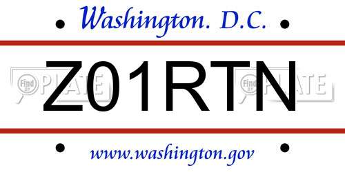 Z01RTN District Of Columbia License Plate