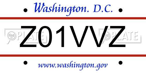 Z01VVZ District Of Columbia License Plate