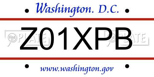 Z01XPB District Of Columbia License Plate