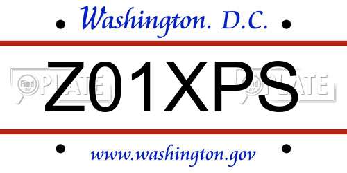 Z01XPS District Of Columbia License Plate