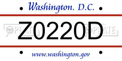 Z0220D District Of Columbia License Plate