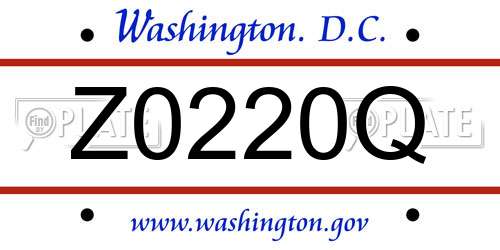 Z0220Q District Of Columbia License Plate
