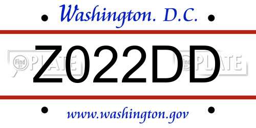 Z022DD District Of Columbia License Plate