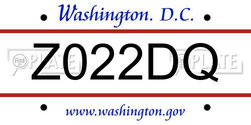 Z022DQ District Of Columbia License Plate
