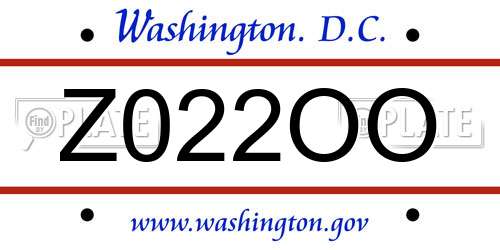 Z022OO District Of Columbia License Plate