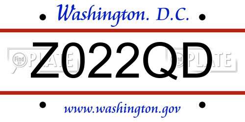 Z022QD District Of Columbia License Plate