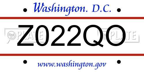 Z022QO District Of Columbia License Plate