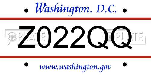 Z022QQ District Of Columbia License Plate