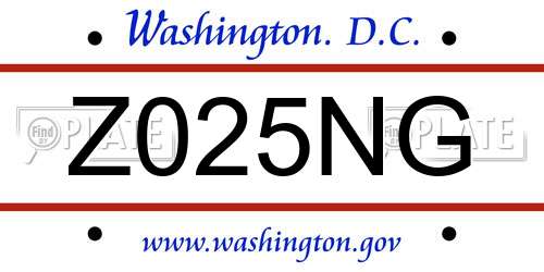 Z025NG District Of Columbia License Plate