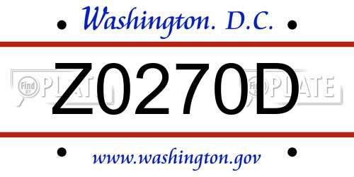 Z0270D District Of Columbia License Plate