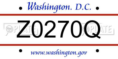 Z0270Q District Of Columbia License Plate