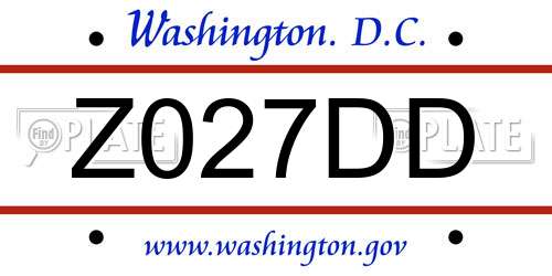 Z027DD District Of Columbia License Plate
