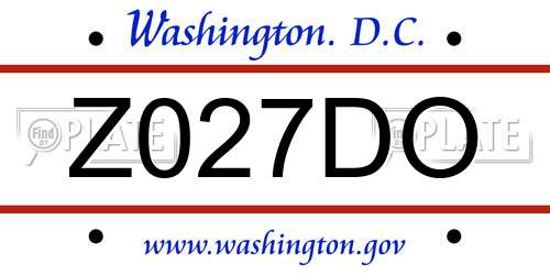 Z027DO District Of Columbia License Plate