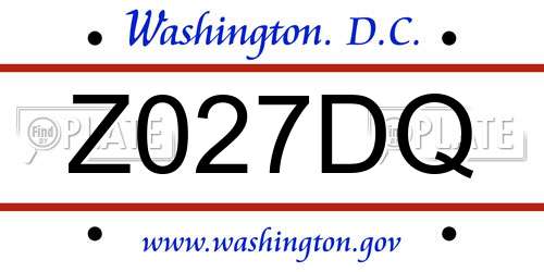 Z027DQ District Of Columbia License Plate