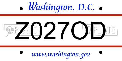 Z027OD District Of Columbia License Plate