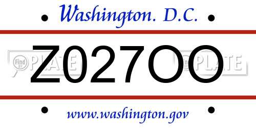 Z027OO District Of Columbia License Plate