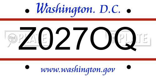 Z027OQ District Of Columbia License Plate