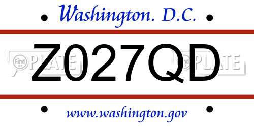 Z027QD District Of Columbia License Plate