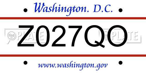 Z027QO District Of Columbia License Plate