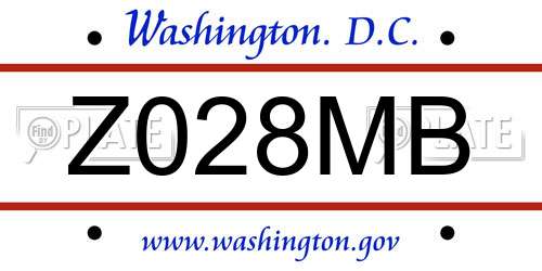 Z028MB District Of Columbia License Plate