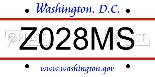 Z028MS District Of Columbia License Plate