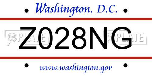 Z028NG District Of Columbia License Plate