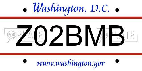 Z02BMB District Of Columbia License Plate