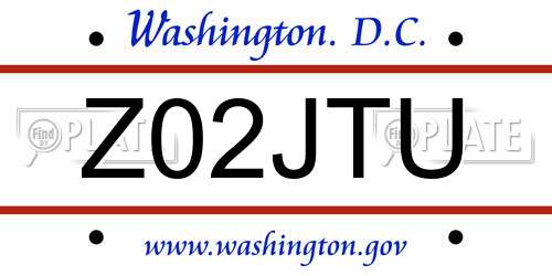 Z02JTU District Of Columbia License Plate