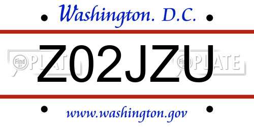 Z02JZU District Of Columbia License Plate
