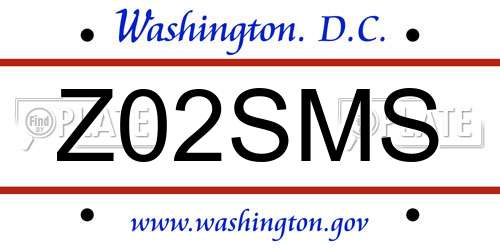 Z02SMS District Of Columbia License Plate