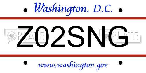 Z02SNG District Of Columbia License Plate