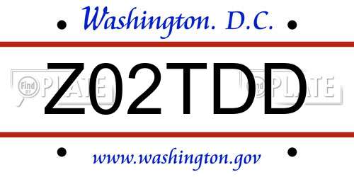Z02TDD District Of Columbia License Plate