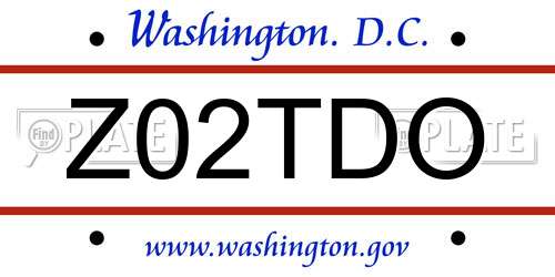 Z02TDO District Of Columbia License Plate