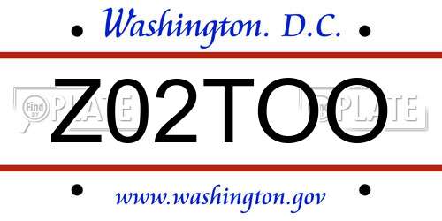 Z02TOO District Of Columbia License Plate