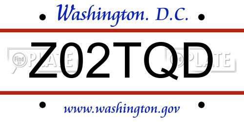 Z02TQD District Of Columbia License Plate