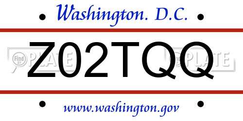 Z02TQQ District Of Columbia License Plate