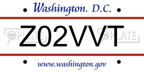 Z02VVT District Of Columbia License Plate