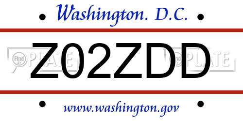 Z02ZDD District Of Columbia License Plate