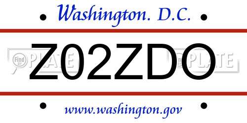 Z02ZDO District Of Columbia License Plate