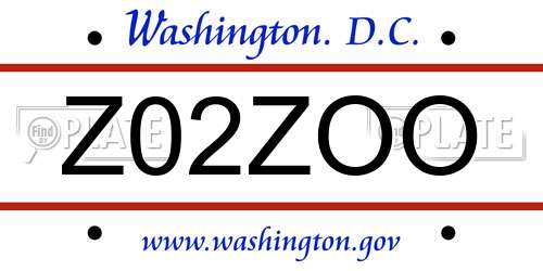 Z02ZOO District Of Columbia License Plate
