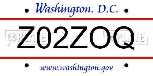 Z02ZOQ District Of Columbia License Plate