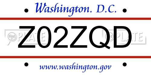 Z02ZQD District Of Columbia License Plate