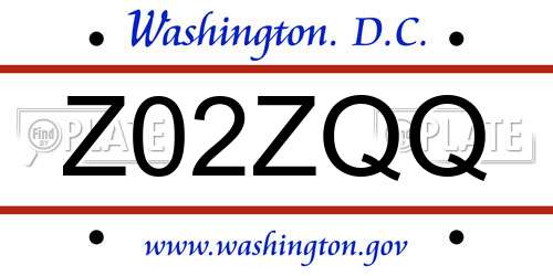 Z02ZQQ District Of Columbia License Plate