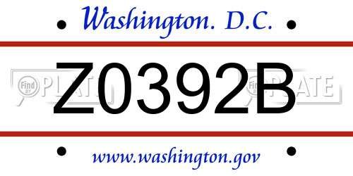 Z0392B District Of Columbia License Plate