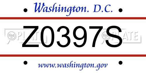 Z0397S District Of Columbia License Plate